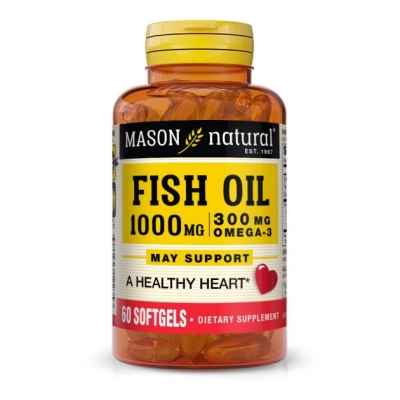 Рыбий жир 1000 мг с Омега-3 300 мг Mason Natural Omega-3 Fish Oil, 60 гелевых капсул