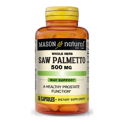 Со Пальметто 500 мг Здоровье простаты Mason Natural Saw Palmetto, 60 капсул