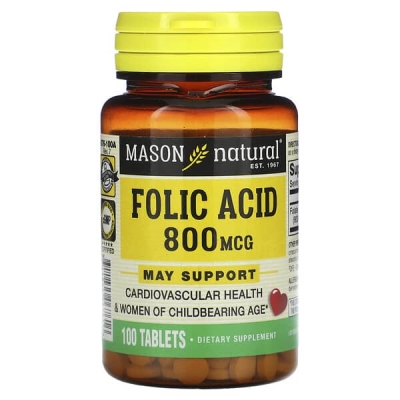 Фолиевая кислота 800 мкг Mason Natural Folic Acid, 100 таблеток