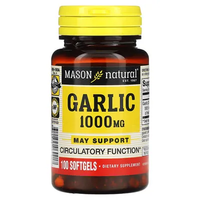 Часникова олія 1000 мг Mason Natural Garlic Oil, 100 гелевих капсул