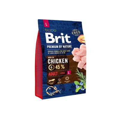 Корм сухой Brit Premium Adult L для взрослых собак крупных пород со вкусом курицы, 3 кг