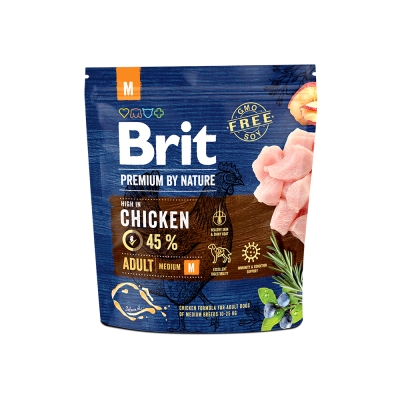 Корм сухой Brit Premium Adult M для взрослых собак средних пород со вкусом курицы, 3 кг