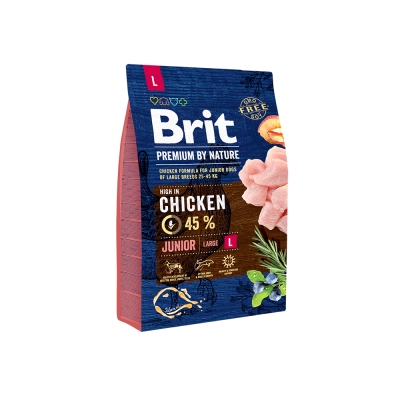 Корм сухой Brit Premium Junior L для щенков и молодых собак крупных пород со вкусом курицы, 15 кг