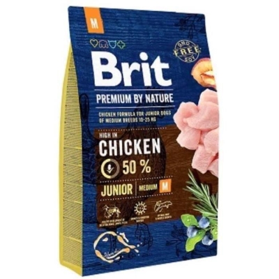 Корм сухой Brit Premium Junior M для щенков и молодых собак средних пород со вкусом курицы, 15 кг