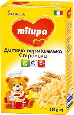 Вермішель Milupa Спіральки для харчування дітей з 12 місяців, 280 г