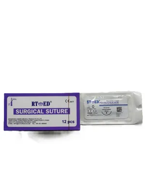 Шовний матеріал хірургічний Rtmed Polyglycolic Acid USP 0 (ЕР 3,5), що розсмоктується довжина 75 см, колюча голка 30 мм, 1/2 кола