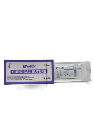 Шовний матеріал хірургічний Rtmed Polyglycolic Acid USP 1 (ЕР 4), що розсмоктується довжина 75 см, колюча голка 30 мм, 1/2 кола