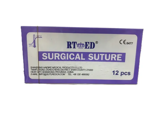 Шовний матеріал хірургічний Rtmed Polyglycolic Acid USP 2 (ЕР 5), що розсмоктується довжина 75 см, звортньо-ріжуча голка 40 мм, 3/8 кола