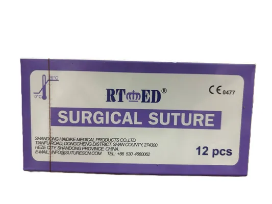Шовний матеріал хірургічний Rtmed Polyglycolic Acid USP 2/0 (ЕР 3), що розсмоктується довжина 75 см, зворотньо-ріжуча голка 30 мм, 3/8 кола