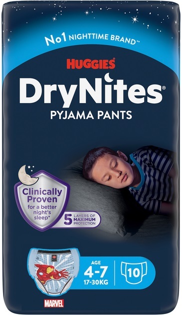 Подгузники-трусики Huggies Dry Nites для мальчиков 4-7 лет, 17-30 кг, ночные, 10 шт