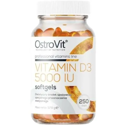 Вітамін Д3 OstroVit Vitamin D3 5000 МО, 250 м'яких капсул