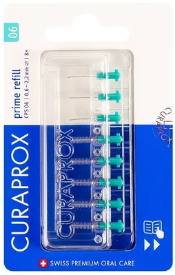 Набір йоржиків міжзубних Curaprox Prime Refill CPS 06 без тримача, бірюзовий, 8 шт