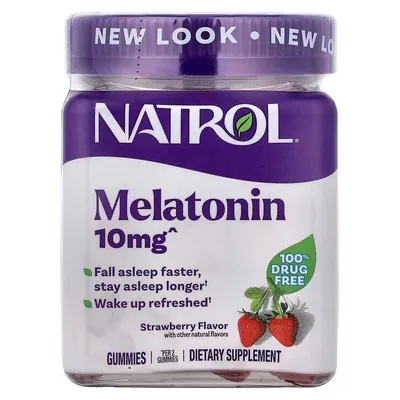 Мелатонін Natrol Melatonin 10 мг Strawberry Flavor, 60 жувальних цукерок