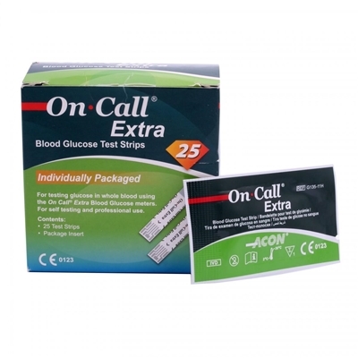 Тест-полоски On Call Extra для глюкометра, 25 штук
