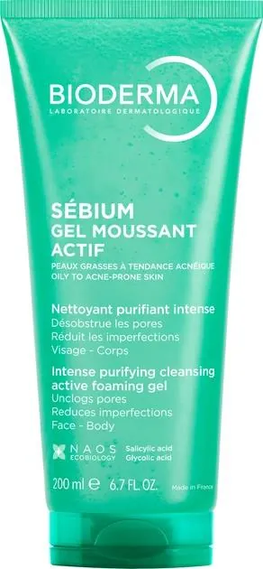 Гель очищуючий Bioderma Sebium Actif активний для обличчя, 200 мл