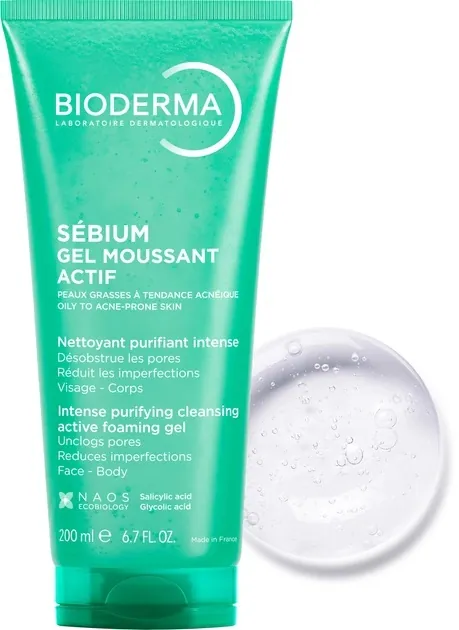 Гель очищуючий Bioderma Sebium Actif активний для обличчя, 200 мл