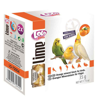 Минеральный камень для птиц Lolo Pets с апельсином, 35 г