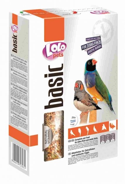 Корм полнорационный Lolo Pets для зебровых амадин и экзотических птиц, 1 кг