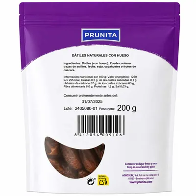 Фініки сушені Prunita Datiles із кісточкою, 200 г