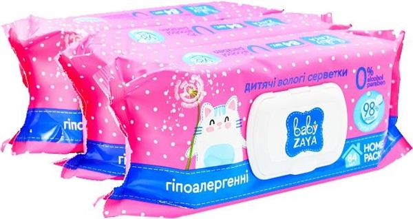 Салфетки влажные Baby Zaya детские гипоаллергенные, 84 шт