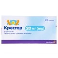 Крестор таблетки, в/плів. обол. по 20 мг №28 (14х2)