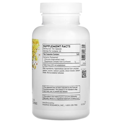 Фитосомы Куркумина Thorne Research Curcumin Phytosome 1000 мг, 120 капсул