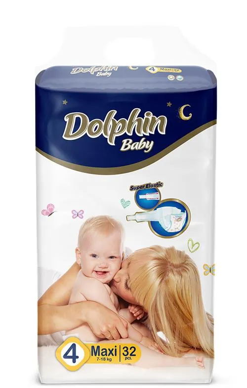 Підгузки Dolphin Maxi дитячі, розмір 4, 7-18 кг, 32 шт