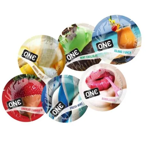 Презервативи ONE Flavor Waves ароматизовані та різноколірні, 6 штук