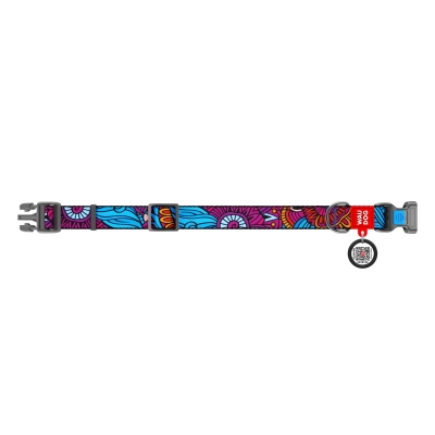 Ошейник Collar WAUDOG Nylon с QR-паспортом, рисунок Лето, пластиковый фастекс, ширина 20 мм длина 24-40 см
