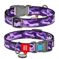 Нашийник Collar WAUDOG Nylon з QR-паспортом, малюнок Фіолетовий камо, пластиковий фастекс, ширина 10 мм довжина 20-30 см