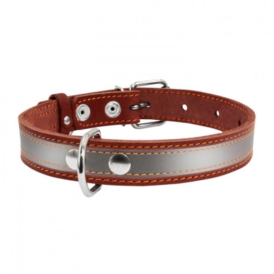 Ошейник Collar со светоотражающей лентой, ширина 25 мм, длина 38-50 см, коричневый