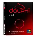 Презервативи Dolphi 3 in 1 три в одному з крапками та ребрами, 3 штуки