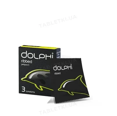 Презервативи Dolphi Ribbed з ребрами, 3 штуки
