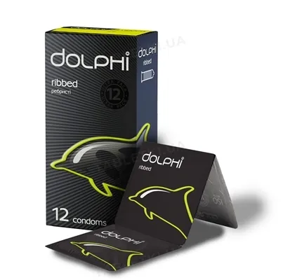 Презервативи Dolphi Ribbed з ребрами, 12 штук
