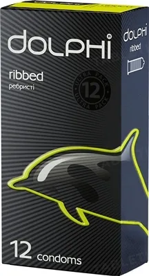 Презервативи Dolphi Ribbed з ребрами, 12 штук