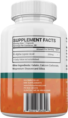 R-Альфа Ліпоєва кислота KRK Supplements R-Alpha Lipoic Acid капсули по 200 мг №90