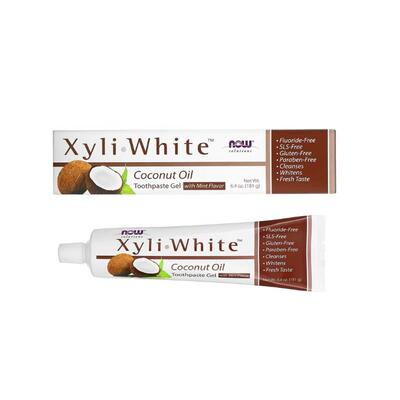 Зубная гель-паста NOW Foods Xyli White кокосовое масло и мята, 181 г
