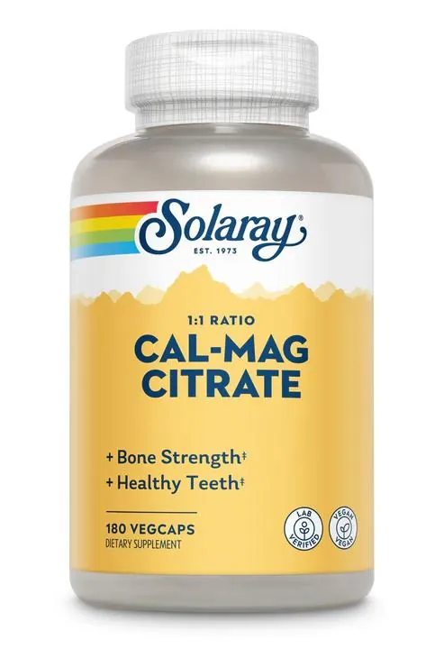 Кальцій Магній Solaray Cal-Mag Citrate, 180 веганських капсул