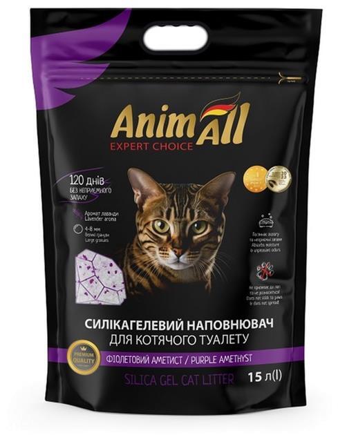 Наполнитель для туалета AnimAll силикагелевый Фиолетовый аметист, 15 л