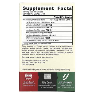 Пробиотики Jarrow Formulas Jarro-Dophilus EPS 10 млрд, 60 растительных капсул