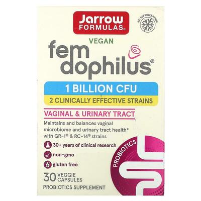 Пробиотики для женщин Jarrow Formulas Women's Fem Dophilus 1 млрд КОЕ, 30 растительных капсул