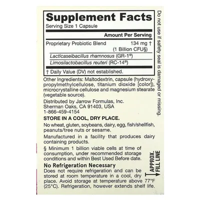 Пробіотики для жінок Jarrow Formulas Women's Fem Dophilus 1 млрд КУО, 30 рослинних капсул
