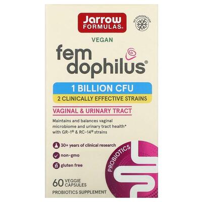 Пробиотики для женщин Jarrow Formulas Women's Fem Dophilus 1 млрд КОЕ, 60 растительных капсул