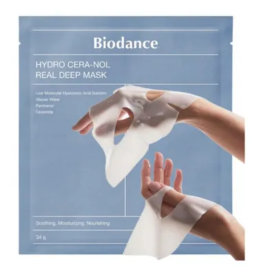 Маска для обличчя Biodance Hydro Cera-Nol Deep Mask Нічна гідрогелева відновлююча з керамідами, 34 г