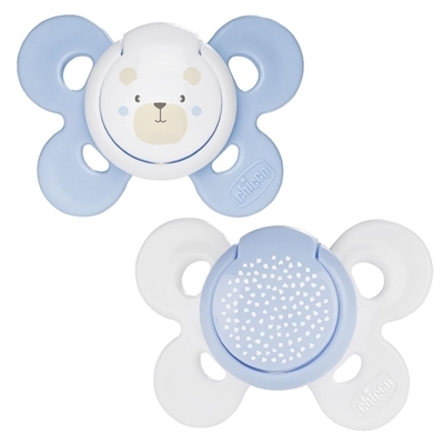 Пустышка латексная Chicco Physio Comfort, от 0 до 6 месяцев, голубая, 2 шт