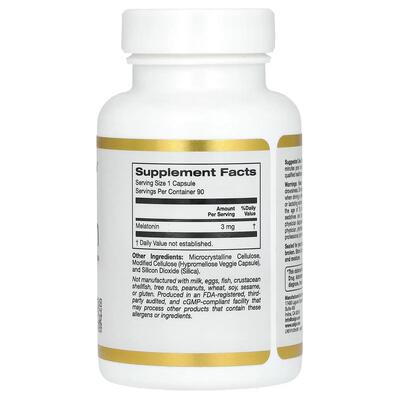 Мелатонін California Gold Nutrition Melatonin 3 мг, 90 капсул