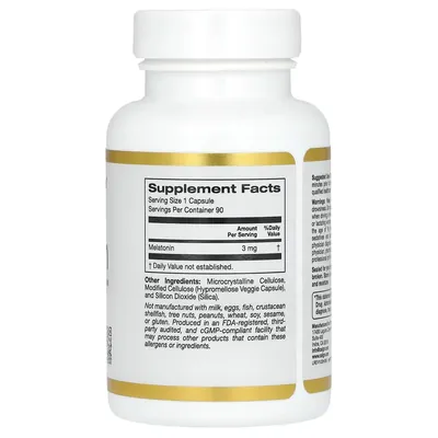 Мелатонін California Gold Nutrition Melatonin 3 мг вег. капсули №90