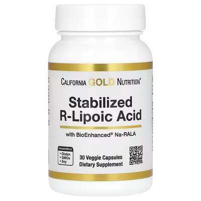 R-липоевая кислота California Gold Nutrition R-Lipoic Acid, 30 капсул