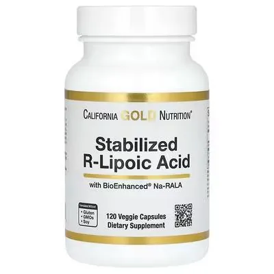 R-ліпоєва кислота California Gold Nutrition Stabilized R-Lipoic Acid вег. капсули №120