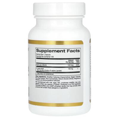 R-ліпоєва кислота California Gold Nutrition R-Lipoic Acid, 120 капсул